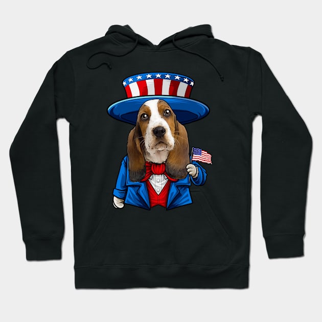 Fourth of July Basset Hound Hoodie by whyitsme